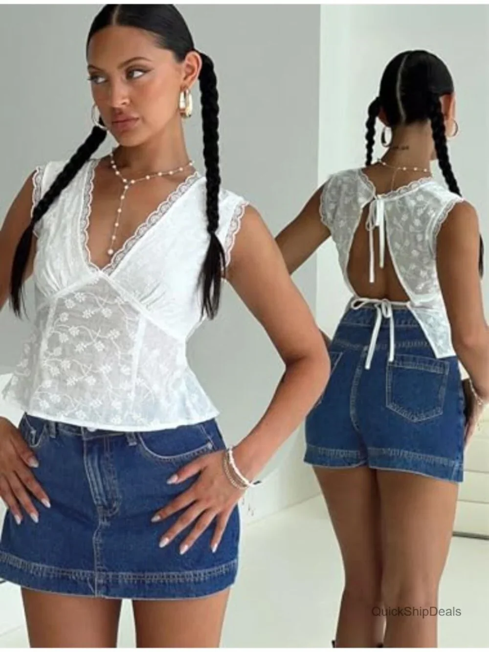 Women's High Waisted Denim Skort Y2K 5 Pocket Stretch Mini Skirt